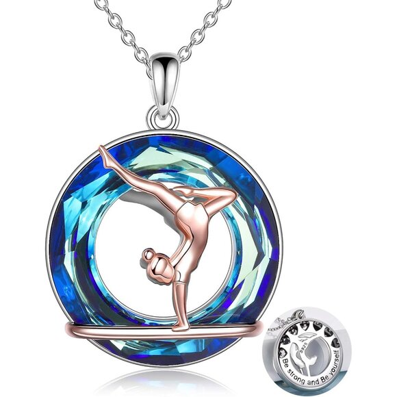Sterling Silver Gymnastics Pendant Necklace for Girls and Women